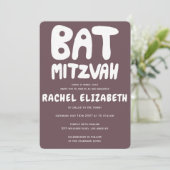 Invitation Traitement super Bat mitzvah personnalisé violet (Debout devant)