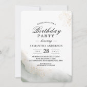 Invitation Traits de pinceau aquarelle verte et or (Devant)