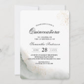 Invitation Traits de pinceau aquarelle verte et or  (Devant)