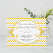 Invitation Trame Chevron Réception Uniquement Tourbillons Gri (Debout devant)