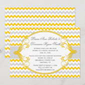 Invitation Trame Chevron Réception Uniquement Tourbillons Gri (Devant / Derrière)