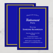 Invitation Trame d'or de la partie de retraite bleu royal (Devant / Derrière)