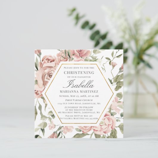 Invitation Trame dorée rose pâle (Debout devant)