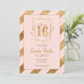Invitation Trame Sweet 16 Blush ID758 à l'huile d'or (Debout devant)