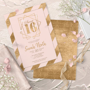 Invitation Trame Sweet 16 Blush ID758 à l'huile d'or