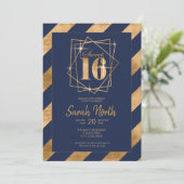 Invitation Trame Sweet 16 Navy ID758 (Debout devant)