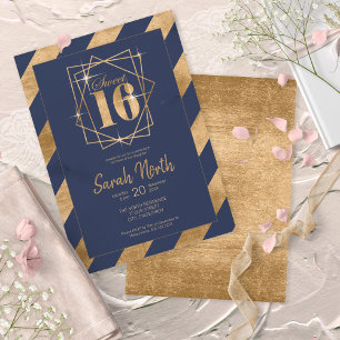Invitation Trame Sweet 16 Navy ID758