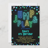 Invitation Trampoline Anniversaire Neon Glow Jump Play Party (Devant)