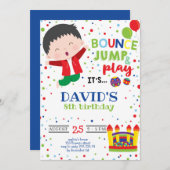 Invitation Trampoline colorée, fête d'anniversaire du garçon  (Devant / Derrière)
