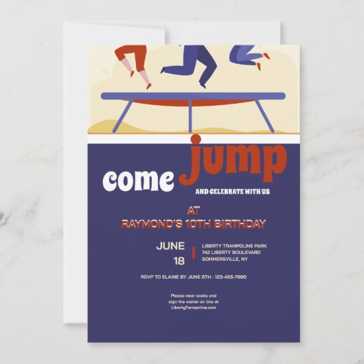 Invitation Trampoline fête d'anniversaire (Devant)