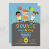Invitation Trampoline fête d'anniversaire Blue Boys Bounce Ju (Devant / Derrière)