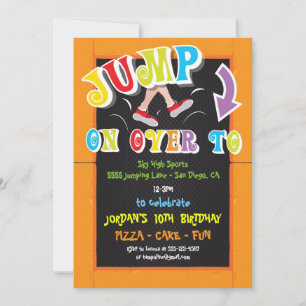 Invitation Trampoline fête d'anniversaire pour garçon ou fill
