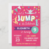 Invitation Trampoline parc d'anniversaire rose (Devant)