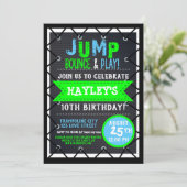 Invitation Trampoline Park Bounce Party Neon Couleurs été (Debout devant)