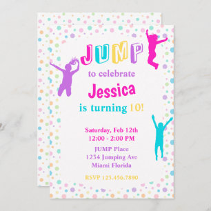 Invitation Trampoline Park Jump Bounce Girls Party