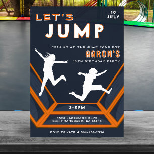 Invitation Trampoline Park Jump Orange Birthday Party