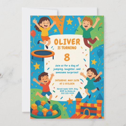 Invitation Trampoline Party Fun - Jump Anniversaire (Devant)