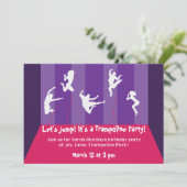 Invitation Trampoline rose et violet - Inviation de Party (Debout devant)