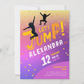 Invitation Trampoline saute moderne couleur violet rose pour  (Devant)