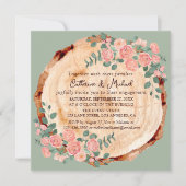 Invitation Tranche de bois à l'aquarelle rustique vert sauge (Devant)