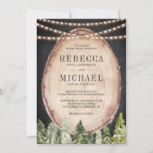Invitation Tranche de bois de mariage forêt de pins rustique (Devant)