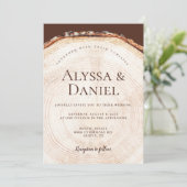 Invitation Tranche de bois de mariage rustique Grange de camp (Debout devant)