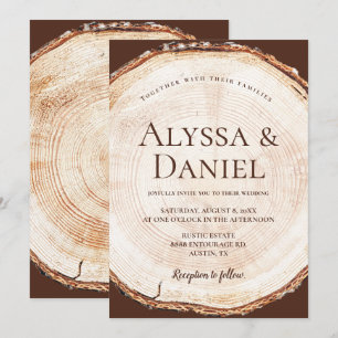 Invitation Tranche de bois rustique mariage forêt personnalis