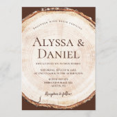 Invitation Tranche de bois rustique mariage forêt personnalis (Devant)