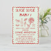 Invitation Tranche de cuisine italienne Bébé Pizza Fête de bé (Debout devant)