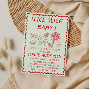 Invitation Tranche de cuisine italienne Bébé Pizza Fête de bé
