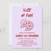 Invitation Tranche de Fun Pizza d'anniversaire minimale rouge (Devant)