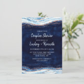 Invitation Tranche de géode bleu saphir pour la douche de mar (Debout devant)
