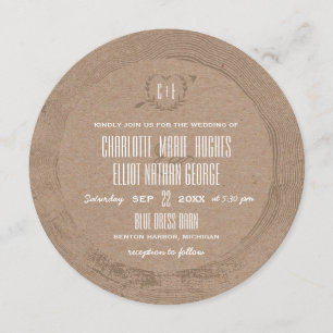Invitation Tranche en bois rustique