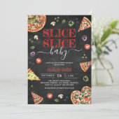 Invitation Trancher Bébé tranche | Baby shower Pizza Chalkboa (Debout devant)