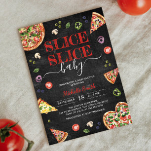 Invitation Trancher Bébé tranche Baby shower Pizza Chalkboa