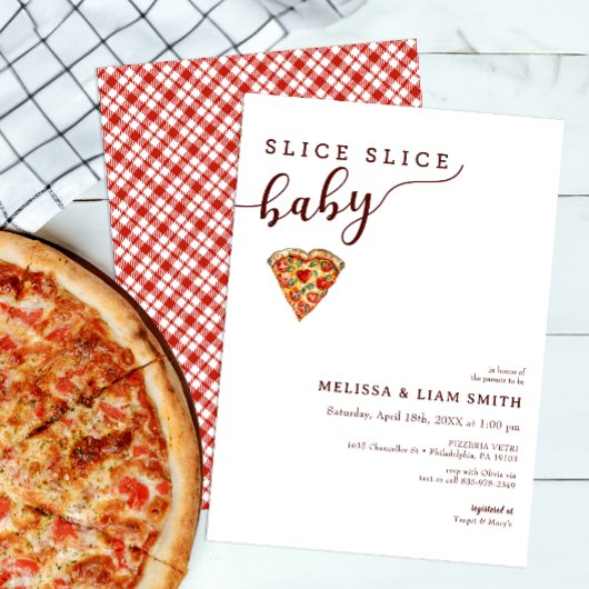Invitation Trancher Couples bébé Couples Baby shower de pizza