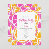 Invitation Tranches d'agrumes rose orange (Devant / Derrière)