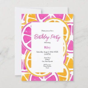 Invitation Tranches d'agrumes rose orange