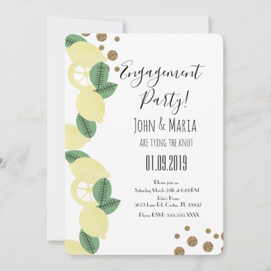 Invitation Tranches de citron boho avec fausse brillance pour (Devant)