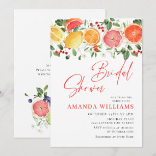 Invitation Tranches de Citron Floral Lumineux et Festif pour 