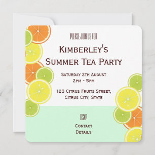 Invitation Tranches de fruits d'agrumes colorés pour une fête