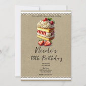 Invitation Tranches de gâteau d'anniversaire à la fraise (Devant)