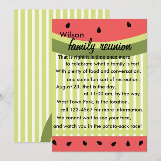 Invitation Tranches de pastèque (Devant / Derrière)