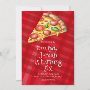 Invitation Tranches de pizza à l'aquarelle Fête d'anniversair