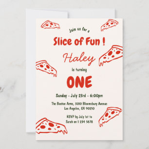Invitation Tranches de pizza amusante 1er anniversaire de béb