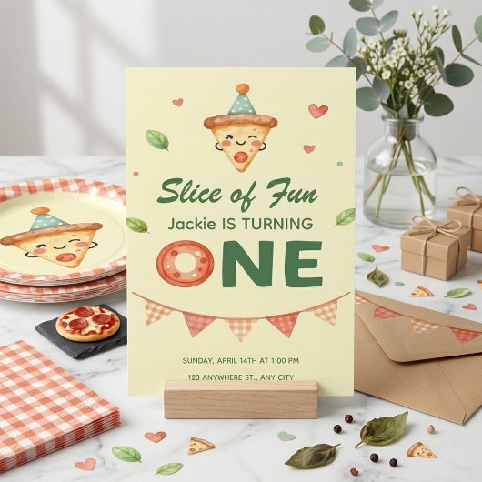 Invitation Tranches de pizza d'amusement pour le premier anni