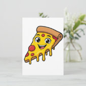 Invitation Tranches de pizza drôle et heureuse avec fromage e (Debout devant)