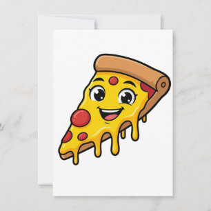 Invitation Tranches de pizza drôle et heureuse avec fromage e