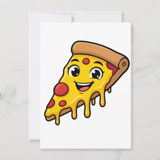 Invitation Tranches de pizza drôle et heureuse avec fromage e (Devant)