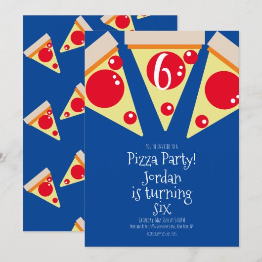 Invitation Tranches de pizza géométriques décorations pour fê (Devant / Derrière)